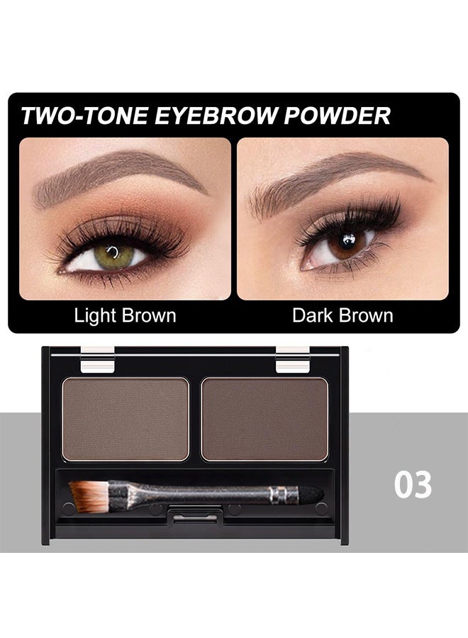 HUDA STORY Eye Brow Powder for Women, Medium Brown Eyebrow Powder Kit with Double-ended Eyebrow Brush, Long-Lasting Waterproof Two Colors, Purse-Friendly Compact, Cruelty Free (03) - Image 2